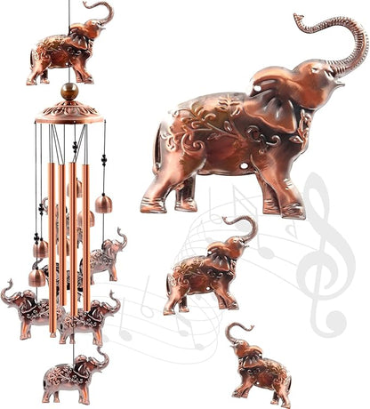 Wind Chimes Outdoor Clearance, Ukulork Elephants Aluminum Tube Windchime with S Hook,Patio Garden Decor, Housewarming Gift.