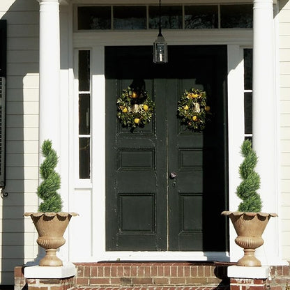 THE BLOOM TIMES 3ft Artificial Topiary Trees Set of 2, 36 inch Faux Cedar Cypress Spiral Topiary Trees Outdoor - Fake Plants for Garden Front Porch Indoor Outside Planter Christmas Decor 3 Foot