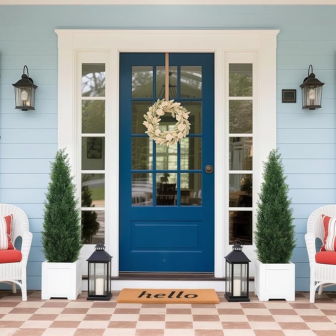 3FT Artificial Cedar Topiary Trees for Outdoors, UV Resistant Fake Cypress Shrubs, Potted Faux Evergreen Outdoor Faux Plants, Artificial Plants Outdoor for Front Porch, Home Decor (Set of 2)
