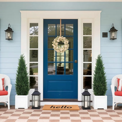 3FT Artificial Cedar Topiary Trees for Outdoors, UV Resistant Fake Cypress Shrubs, Potted Faux Evergreen Outdoor Faux Plants, Artificial Plants Outdoor for Front Porch, Home Decor (Set of 2)
