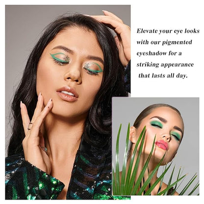 MEICOLY Single Green Eyeshadow Palette with Mirror,Matte Green Eye Shadow for St Patricks Day Makeup,Pressed Powder Eyeshadow,Matte Shade Eyelid Color Eye Makeup,High Pigment,Long Wear