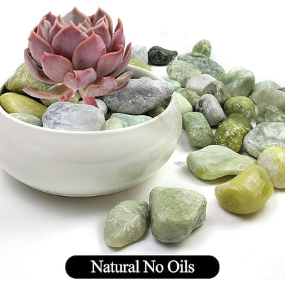 10LB Succulent Jade Pebbles for Landscaping, 1.2-2 Inch Natural Polished Stones, River Rocks for Vase, Flowerpot, Indoor and Garden Decoration
