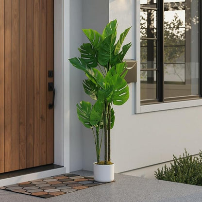 3.6FT Artificial Monstera Plant - Realistic Fake Tropical Palm Tree for Home Decor - Large Faux Monstera Deliciosa with Bendable Stems - Indoor Outdoor UV Resistant