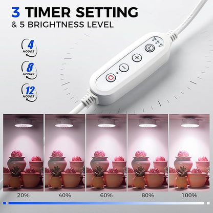 Barrina Orbgrow OG09 Puck Grow Light with Timer, Pinkish White 54W(6 x 9W, 810 Watt Equiv), Full Spectrum Plant Light for Indoor Plants, Magnetic & Linkable, 5 Levels Dimmable for Plant Shelf, 6 Packs
