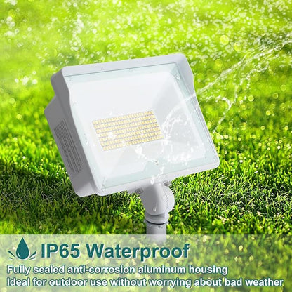 kadision 55W White LED Flood Light with Dusk-to-Dawn Photocell, 3000K/4000K/5000K Selectable, 120V 6600lm IP65 Waterproof Knuckle Mount Outdoor Security Lights, ETL Listed 2-Pack
