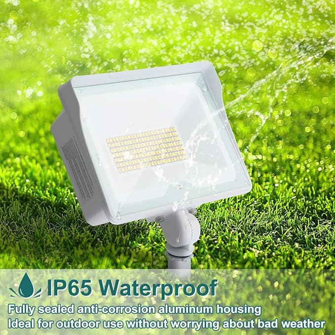kadision 55W White LED Flood Light with Dusk-to-Dawn Photocell, 3000K/4000K/5000K Selectable, 120V 6600lm IP65 Waterproof Knuckle Mount Outdoor Security Lights, ETL Listed 4-Pack