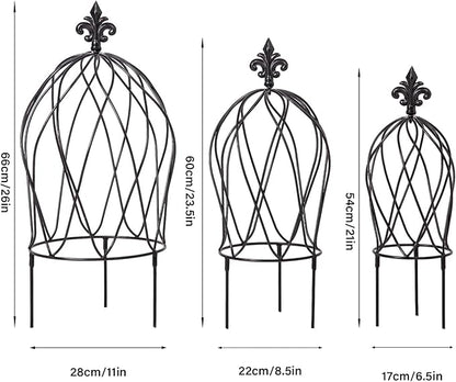 3PCS Metal Obelisk Trellis Set for Climbing Plants - Decorative Garden Stake for Roses, Bougainvillea, Vines & Potted Plants - Large, Medium & Small Sizes for Indoor & Outdoor Use