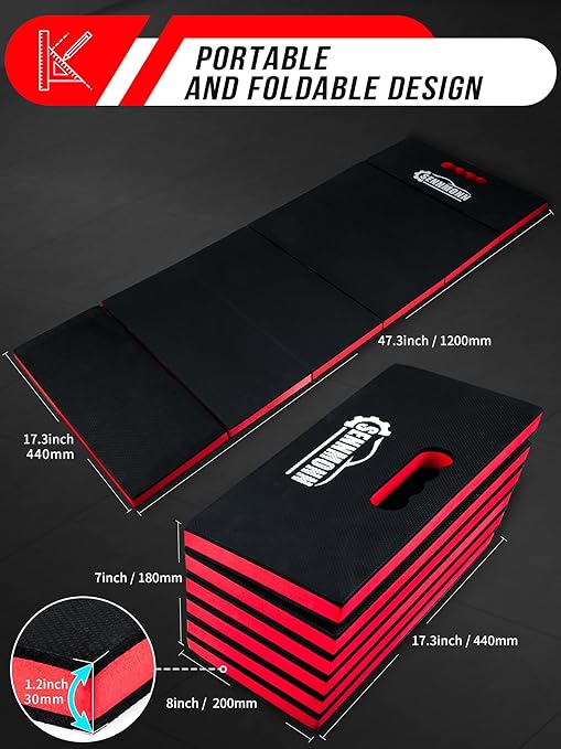 1.2" Extra Thick Foldable Kneeling Pad with Handle and Storage belt,5 Fold Comfortable EVA Foam Cushion Mat for Workshop Repairing,Gardening,Yardwork,Camping,Home Gym,47.3 * 17.3 * 1.2’’