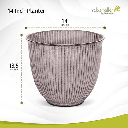 Headwind Robert Allen Natural Ironstone Decorative Planter, Archer Collection, Latte, 14-inch