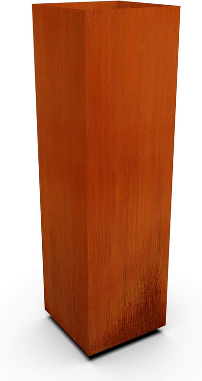 Plantercraft Corten Steel Planter Tall Cube Garden Box Metal Outdoor Heavy Duty | Made in USA | Fully Assembled | Commercial Residential