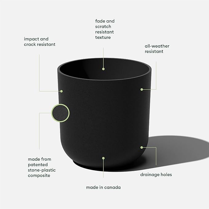 Veradek Round Black Plastic Planter Pots for Indoor/Outdoor Garden Use, with Drainage Holes, Suitable for Small to Large Succulent Plants, Flowers, Modern Interior Plants