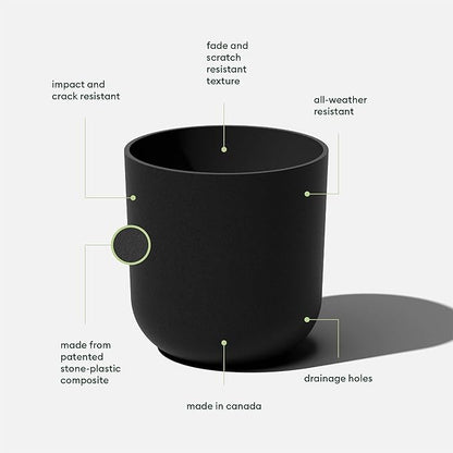 Veradek Mason Series Lima Planter - Round Planter for Indoor or Outdoor Porch/Garden | Made from Plastic-Stone Composite with Drainage Holes | Modern Décor for Succulents, Flowers, Small Plants