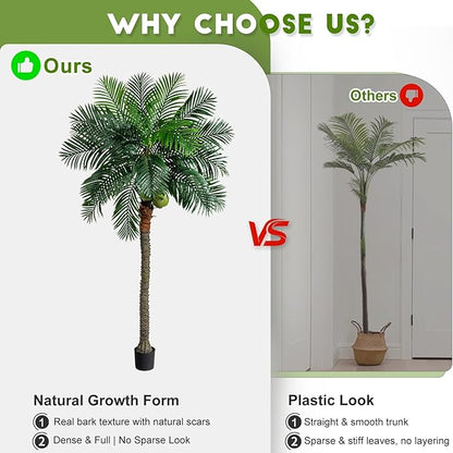 9FT Large Artificial Palm Tree Big Faux Tropical Phoenix Trees Indoor Outdoor Realistic Floor Plants Tall Fake Plant for Home Living Room Office Decor Porch Outside Patio arboles para decoracion