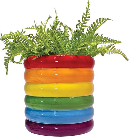 Streamline Imagined Rainbow Retro Indoor Planter, 4.5" L x 4.5" W x 4.75" H