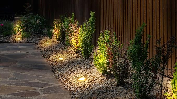 GKOLED 12V LED Brass Well Lights, In Ground Light Outdoor with MR16 Bulb and Swival Base, Low Voltage Landscape Lighting, 5W 410LM 2700K, IP67 Waterproof Up Light for Garden Trees Bushes, Open Top