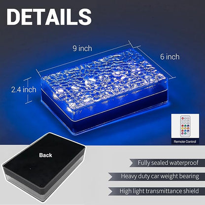 Solar Driveway Lights Color Changing, 6x9 Inch Solar Paver Light, Heavy Duty IP67 Waterproof Recessed Brick LED, Landscape Lighting for Pathway, Ground, Pool, Patio, Garden (RGBW, 6Pack)