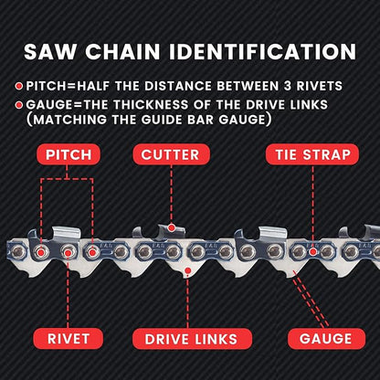 E & S 3 Pack 18 Inch Chainsaw Chain .325" Pitch .063" Gauge 68 Drive Links Semi-Chisel Chain Saw Chains for Husqvarna, Poulan, Craftsman, Greenworks and More Chainsaw Brands