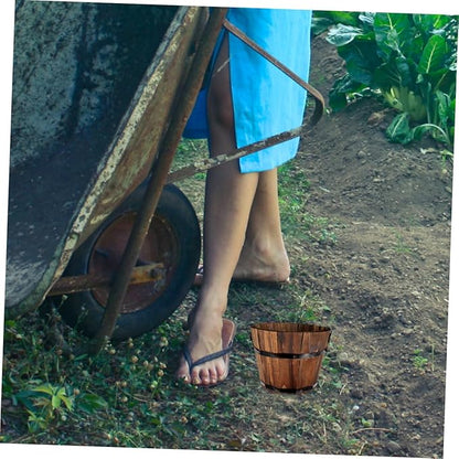 Wooden Barrel Flower Pot Succulent Planter 4 Inch Rustic Vintage Style Indoor Outdoor Garden Decor