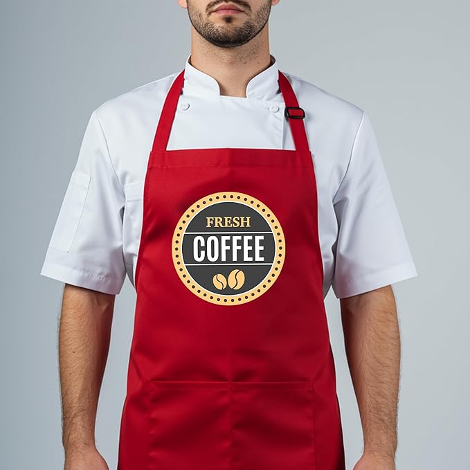 Custom Logo Apron, Personalized Name, Photo Aprons for Men&Women, Adjustable Waterproof Chef Bib with 2 Pockets, Professional Grilling Cooking Kitchen Apron, Customized BBQ, Baking Restaurant Gift