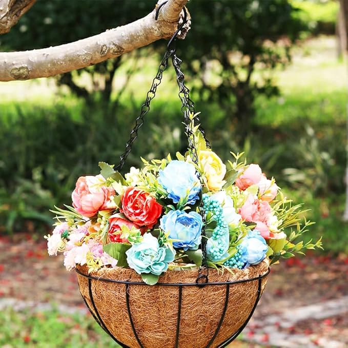 4PCS Coco Liner for Hanging Basket 24 Inch Round 100% Natural Planter Liner Replacement Plant Basket Liners Coco Fiber Liner for Garden Planters Coconut Coir Liner Flower Pot for Hanging Basket
