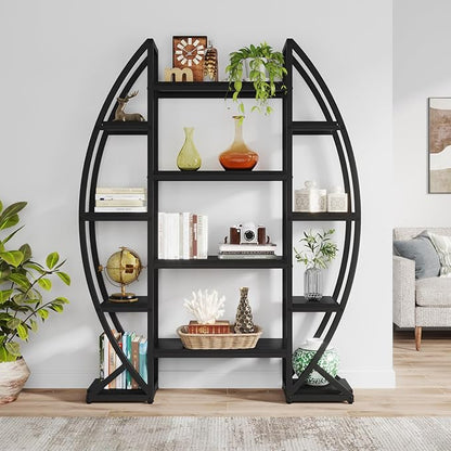 Tribesigns Curved Plant Stand Indoor, 8 Tiered Large Metal Plant Shelf, 69" Tall Industrial Flower Pot Stand Display Rack for Indoor Living Room, Balcony, Patio (Black)