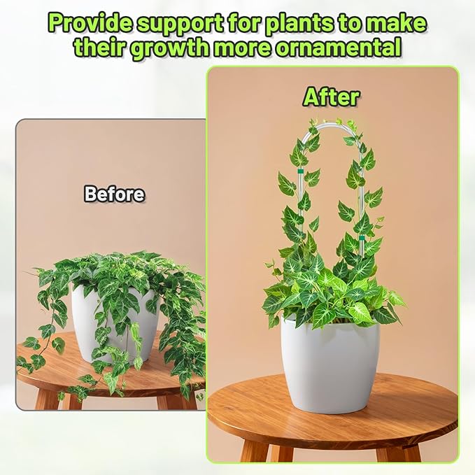 6 Pack U-Shape Acrylic Plant Trellis for Indoor Climbing Plants, 16 Inch Small Plant Trellis, Potted Plant Climber Support for Pothos, Vine Ivy, Houseplant