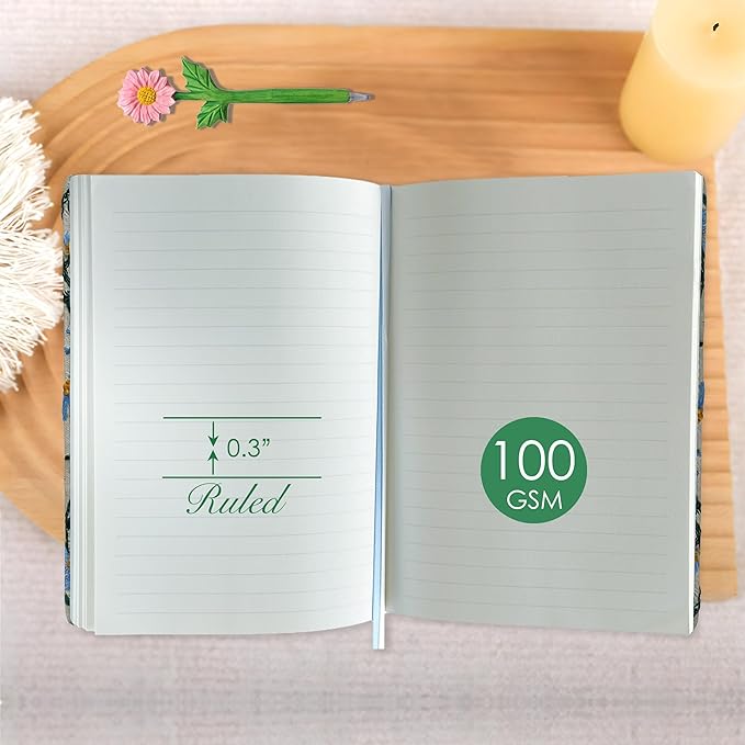 ipoul Embroidered Notebook, Cute Journal, A5, Hardcover, Lay Flat, Lined Paper, Women's Journals for Writing, Christmas Gift, Pine Tree, Evergreen, Pretty Notebook