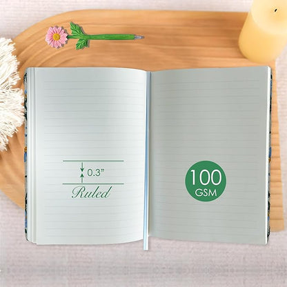 ipoul Embroidered Notebook, Cute Journal, A5, Hardcover, Lay Flat, Lined Paper, Women's Journals for Writing, Christmas Gift, Pine Tree, Evergreen, Pretty Notebook