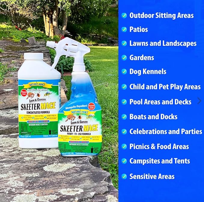 Skeeter MACE Natural Outdoor Mosquito and Pest Control Concentrate, 1 Gallon Concentrate, Repel Mosquitoes, Ants, Spiders, Ticks, Fleas, Flies, Safe to Use Around People, Pets, and Plants