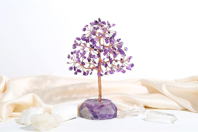 SITUMEIZI 7.09IN Amethyst Crystal Tree Amethyst Crystals and Healing Stones Natural Purple Gifts for Women Room Office Desk Purple Decor Reiki Spiritual Meditation Energy Tree of Life