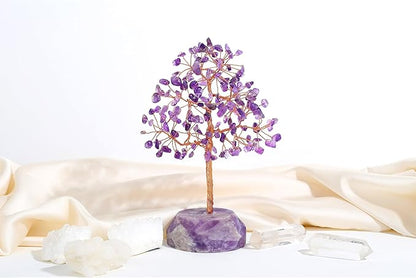 SITUMEIZI 7.09IN Amethyst Crystal Tree Amethyst Crystals and Healing Stones Natural Purple Gifts for Women Room Office Desk Purple Decor Reiki Spiritual Meditation Energy Tree of Life