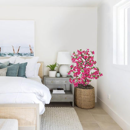 Briful Artificial Bougainvillea Plant in Black Pot 29.5" Tall Faux Silk Bougainvillea Floral Tree Tropical Fake Bougainvillea Tree for Home Office Room Garden Balcony Décor(Pink)