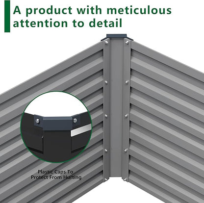 8x4x2FT Galvanized Raised Garden Bed Kit,Vegetable Plant Boxes-Rectangle Metal Flower Box,Large Planter Raised Beds Outdoor Garden for Planting,Fruit,Herb-Black