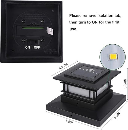 Dynaming 6 Pack Solar Post Cap Lights Outdoor, Fence Post Solar Lights Fit for 4x4 5x5 6x6 Vinyl/Wooden Posts, High Brightness Warm White SMD LED Lighting Decor for Garden Deck Patio