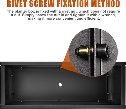 Metal Planter Box 36"x12"x20", Rectangular Steel Planter Box Frost Proof Rust Resistant Indoor&Outdoor, Heavy Duty Steel Planter for Commercial and Residential Use