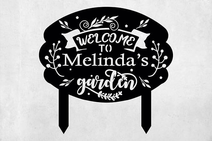 Personalized Metal Garden Sign with Stake, Custom Garden Decor for Outdoor, Custom Family Name Sign, Patio Decorations, Lawn Art, Farmhouse Decorative, Housewarming Gift (CstmDesign10)