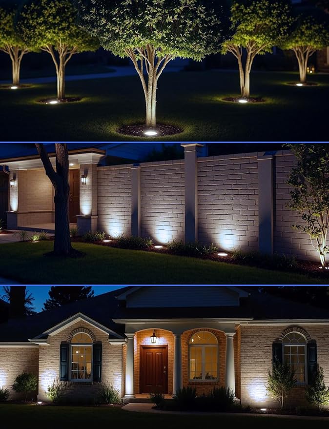 Low Voltage Landscape Lights Well Lights Landscape LED in Ground Light IP67 Waterproof Outdoor Landscape Lighting with Connectors for Pathway Garden Yard Fence Deck (Cool White 5000K)
