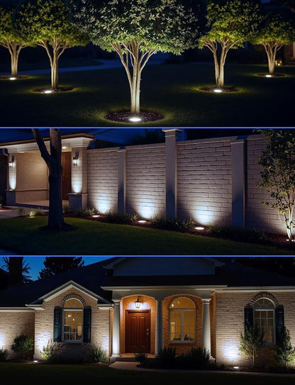 Low Voltage Landscape Lights Well Lights Landscape LED in Ground Light IP67 Waterproof Outdoor Landscape Lighting with Connectors for Pathway Garden Yard Fence Deck (Cool White 5000K)