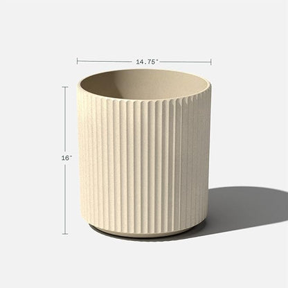Veradek Demi Series Round Planter for Porch, Patio, Backyard | Durable Plastic-Concrete Material | Modern Décor for Tall Plants, Flowers