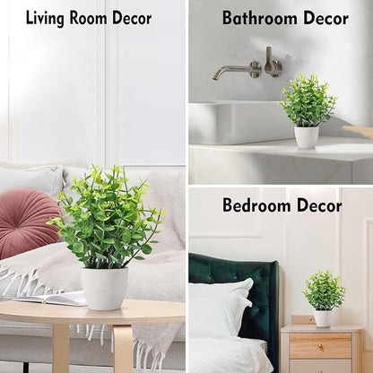 2 Pack Fake Plants Ceramic Mini Artificial Greenery Potted Plants for Home Decor Office Decor Room Decor Farmhouse Decor Indoor Table Bathroom Decor