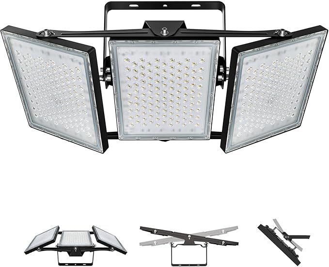 LED Flood Light Outdoor, STASUN 900W 90000lm 6000K Daylight White IP66 Waterproof, Commercial Parking Lot Light,3 Heads for Yard Street Stadium House Floodlight Bright Security Lights for Outdoor Area