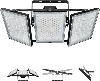 LED Flood Light Outdoor, STASUN 900W 90000lm 6000K Daylight White IP66 Waterproof, Commercial Parking Lot Light,3 Heads for Yard Street Stadium House Floodlight Bright Security Lights for Outdoor Area