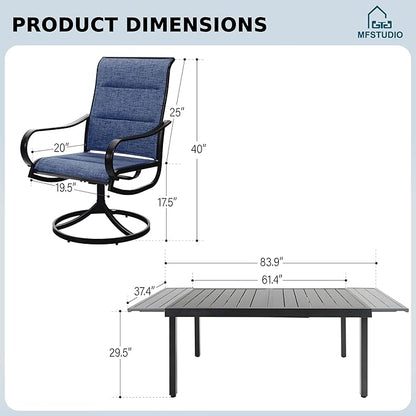 MFSTUDIO Patio Dining Set for 8, Expandable Patio Table and Chairs Set, 9 Piece Outdoor Patio Furniture Set for Deck Backyard Poolside Garden
