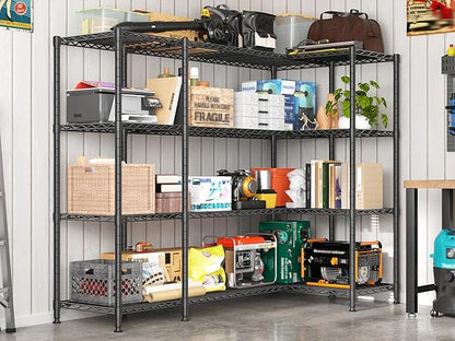 REIBII 78.4" W Storage Shelves 1500LBS Load, Metal Shelving Unit Heavy Duty Wire Shelving for Garage Storage Rack, Adjustable Metal Shelf for Pantry Commercial Kitchen Storage Shelves, 11.8''D x 59''H