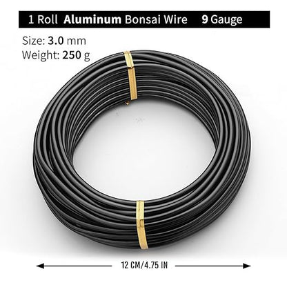 Black-3.0-Anodized Aluminum Bonsai Training Wire 250g Large Roll,Many Size to Choose,KSVZS Bendable Metal Wire for Crafts,Sculpting,Armature and Daily Use,Necessities for Family