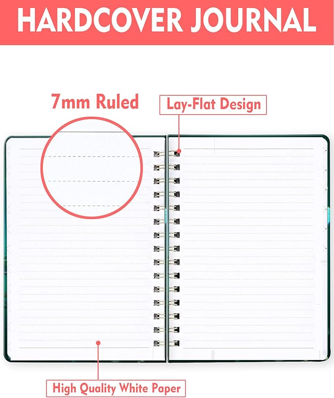 Spiral Journal Notebook for Women, Hardcover A5 College Ruled Notebook, 120 Pages, Thick Paper, Cute Lined Journal for School, Office & Work, 6 x 8.4 in(Dragonfly)