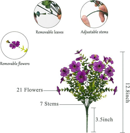 Faux Flowers for Outdoor Planters, Artificial Flowers for Outdoors, 12 Bundles Outdoor Indoor Uv Resistant, Artificial Flowers for Decoration, Fuchsia, Silk Faux Spring Flowers for Outside