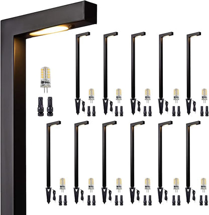 Gardenreet Solid Cast Brass Pathway Lights, 12v Landscape Path Light Outdoor IP65 Waterproof, LED Electric Walkway Lighting Wired, Black for Garden Yard with 3W 3000K Soft White G4 Bulb (12 Pack)