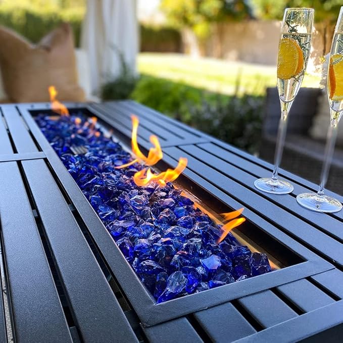 Sophia & William Patio Furniture Sets with 45" Gas Fire Pit Table Outdoor Metal Conversation Sets for 5, 2 x Swivel Cushioned Patio Sofa Chairs, 1 x 3-Seat Sofa 4 Pieces for Lawn Backyard Beige
