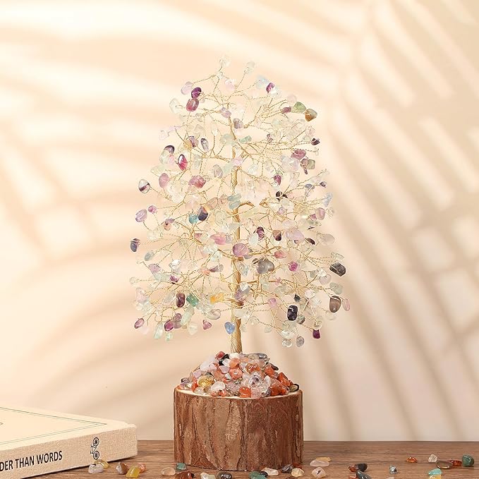 DUQGUHO Fluorite Crystal Tree Positive Energy Tree of Life Spiritual Gifts for Women House Warming Gifts New Home Wedding Gifts Crystal Ornament Home Decor